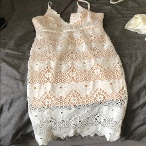 White lace overlay dress